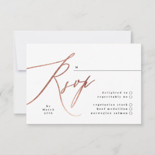 Elegante Tarjeta RSVP de Boda de Oro simple Rosa