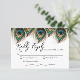 Elegante Tarjeta RSVP de Boda de Pavo Real
