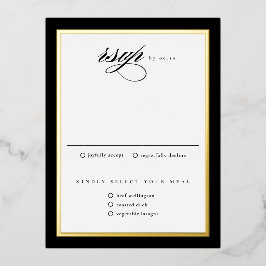 Elegante tarjeta RSVP de boda de Relieve metalizad
