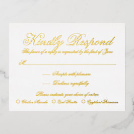 Elegante tarjeta RSVP de boda de Relieve metalizad