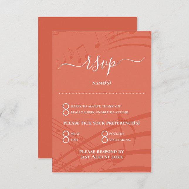 Elegante tarjeta RSVP de boda de terracota (Anverso / Reverso)