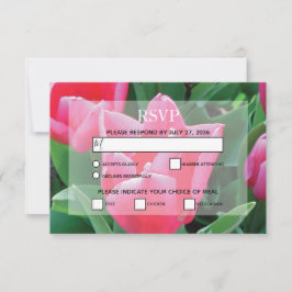 Elegante tarjeta RSVP de boda de tulipanes rosados