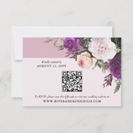 Elegante tarjeta RSVP de Boda Digital Floral Vinta