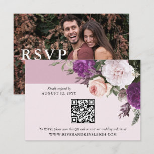 Elegante tarjeta RSVP de Boda Digital Floral Vinta
