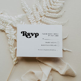 Elegante tarjeta RSVP de boda en blanco y negro re