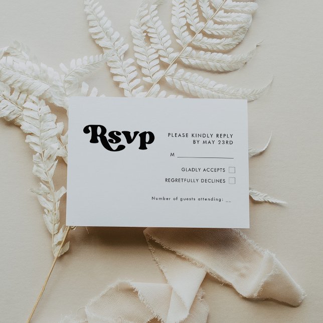 Elegante tarjeta RSVP de boda en blanco y negro re (Subido por el creador)
