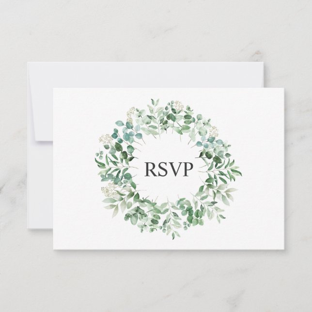 Elegante tarjeta RSVP de boda Eucalyptus (Anverso)