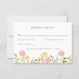 Elegante tarjeta RSVP de boda floral