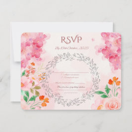 Elegante tarjeta RSVP de boda floral | Acuarela ro