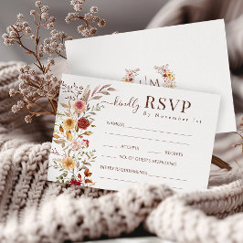 Elegante tarjeta RSVP de Boda Floral de Borgoña