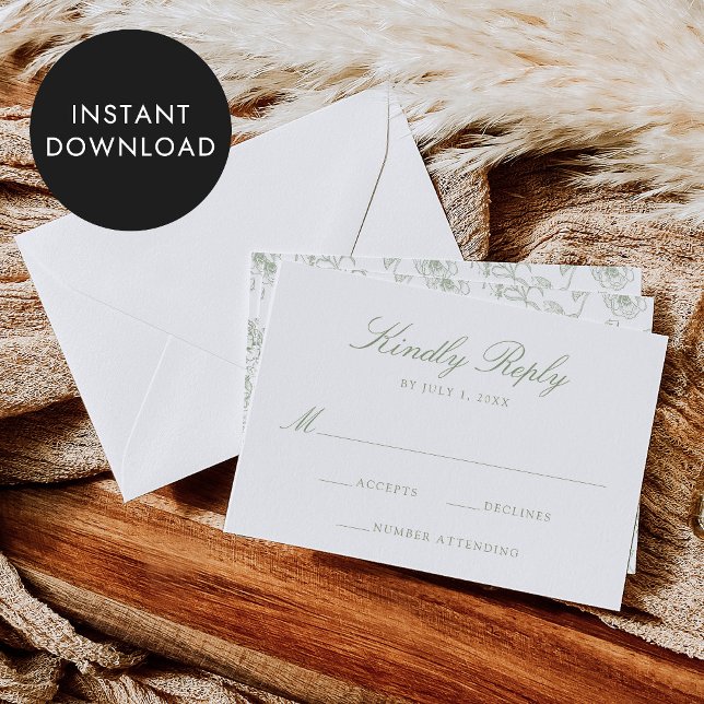 Elegante tarjeta RSVP de Boda Floral de Chinoiseri (Subido por el creador)
