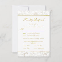 Elegante tarjeta RSVP de Boda Floral Dorada