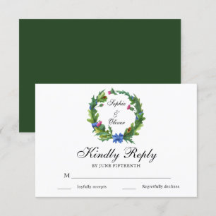 Elegante tarjeta RSVP de Boda Floral Escocesa