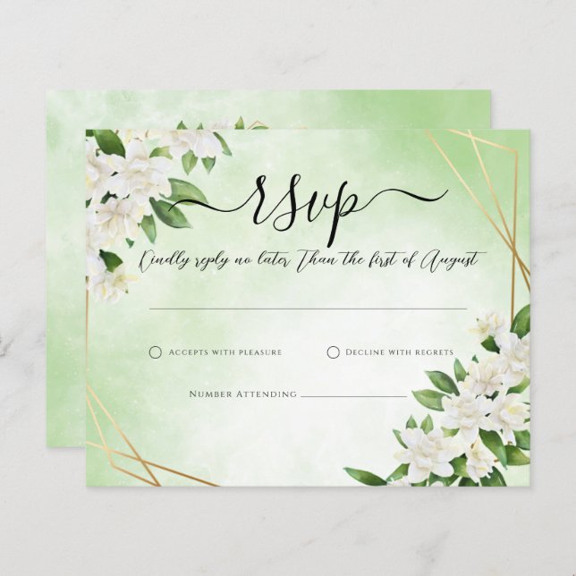 ELEGANTE Tarjeta RSVP de Boda FLORAL GARDEN (Anverso / Reverso)