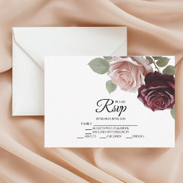 Elegante tarjeta RSVP de Boda floral Rosa de Borgo