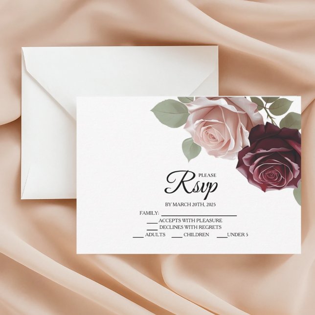 Elegante tarjeta RSVP de Boda floral Rosa de Borgo (Subido por el creador)