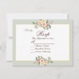 Elegante Tarjeta RSVP de Boda Floral Verde Sage