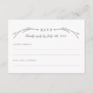 Elegante tarjeta RSVP de boda forestal