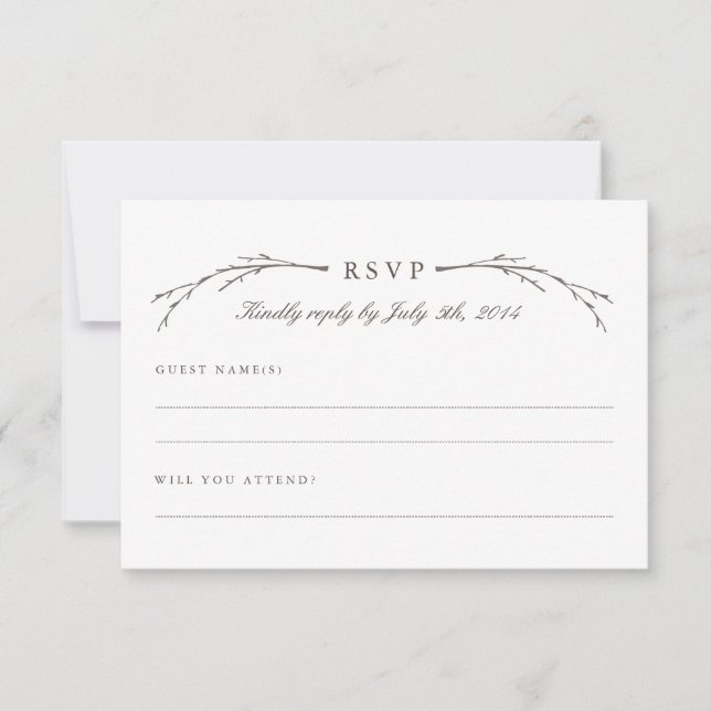 Elegante tarjeta RSVP de boda forestal (Anverso)