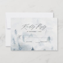 Elegante Tarjeta RSVP de Boda Forestal de Invierno