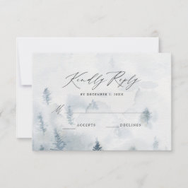Elegante Tarjeta RSVP de Boda Forestal de Invierno