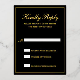 Elegante tarjeta RSVP de boda formal de Relieve me