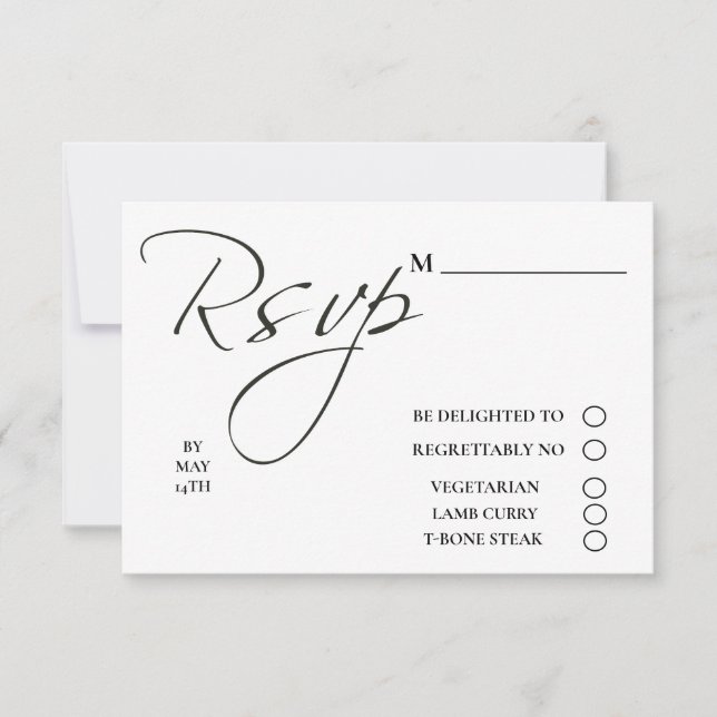 Elegante tarjeta RSVP de boda fotográfica (Anverso)