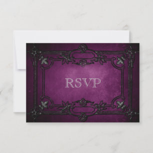 Elegante tarjeta RSVP de boda gótica de halloween