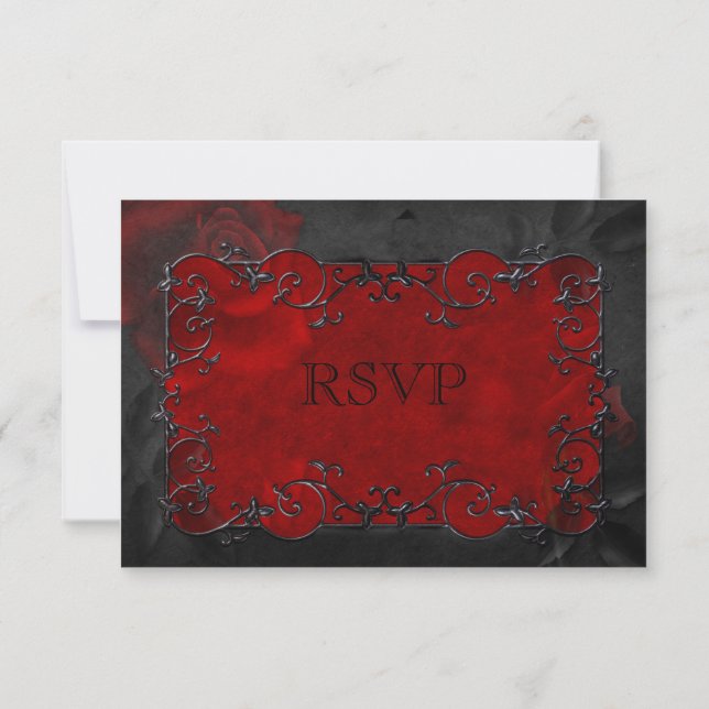 Elegante tarjeta RSVP de boda gótica de halloween (Reverso)