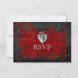Elegante tarjeta RSVP de boda gótica de halloween
