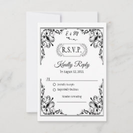 Elegante Tarjeta RSVP de Boda Gótica en Monograma