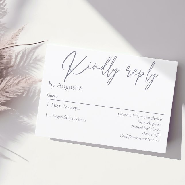 Elegante tarjeta RSVP de boda gris oscuro (Subido por el creador)