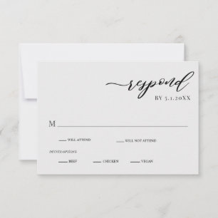 Elegante tarjeta RSVP de Boda Gris Plata Moderna