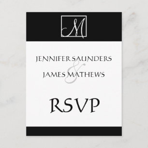 Elegante Tarjeta RSVP de Boda Inicial en Monograma