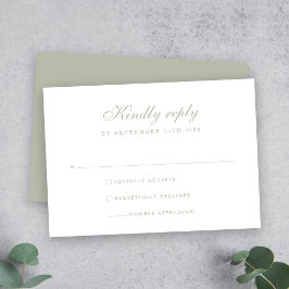 Elegante Tarjeta RSVP de Boda Mínima Verde Sage