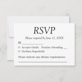 Elegante tarjeta RSVP de boda Minimalista