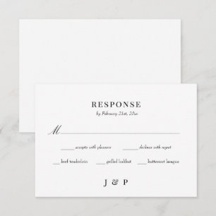 Elegante tarjeta RSVP de boda Minimalista