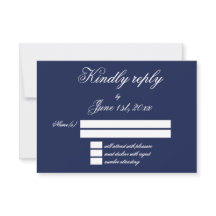Elegante tarjeta RSVP de Boda Minimalista Azul de 