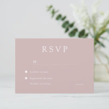 Elegante tarjeta RSVP de boda moderna rosa y turbi