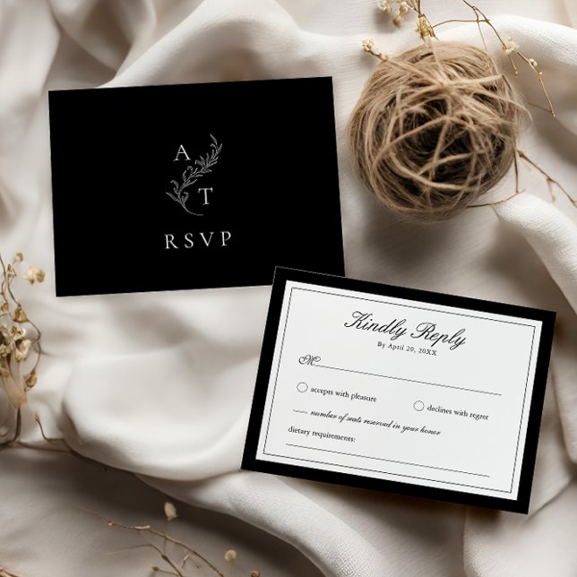 Elegante | Tarjeta RSVP de boda monográfica clásic (Subido por el creador)