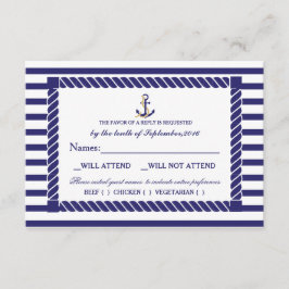 Elegante Tarjeta RSVP de Boda Náutica