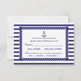 Elegante Tarjeta RSVP de Boda Náutica