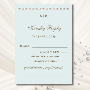Elegante Tarjeta RSVP de Boda Perla de Monograma A