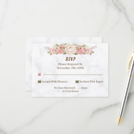 Elegante tarjeta RSVP de boda personalizada de flo