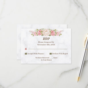 Elegante tarjeta RSVP de boda personalizada de flo