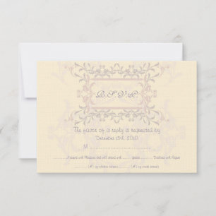Elegante tarjeta RSVP de boda púrpura