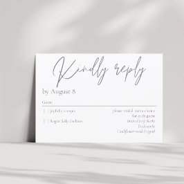 Elegante tarjeta RSVP de boda púrpura oscuro