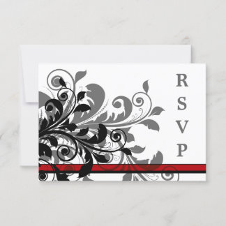 Elegante Tarjeta RSVP de Boda Roja