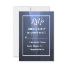 Elegante tarjeta RSVP de Boda Romántica Azul