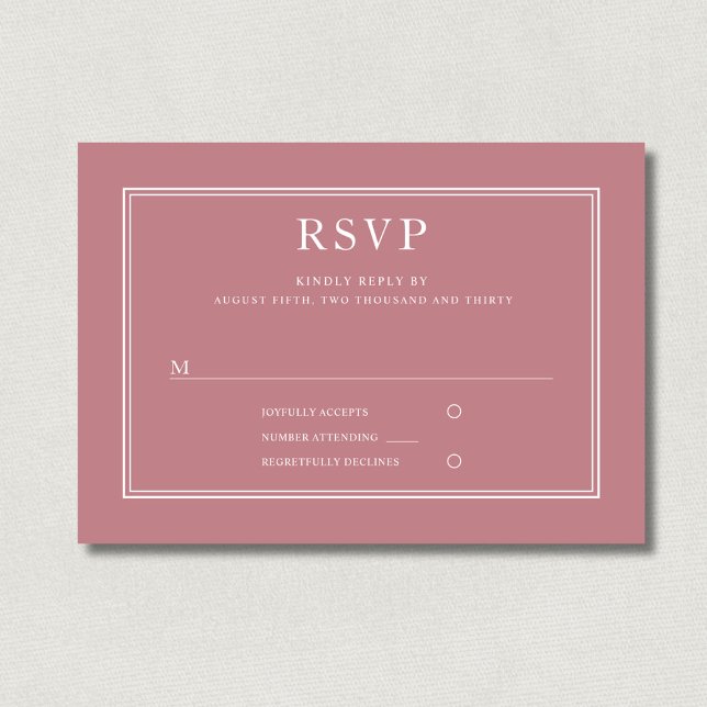 Elegante tarjeta RSVP de boda rosa formal formal (Subido por el creador)